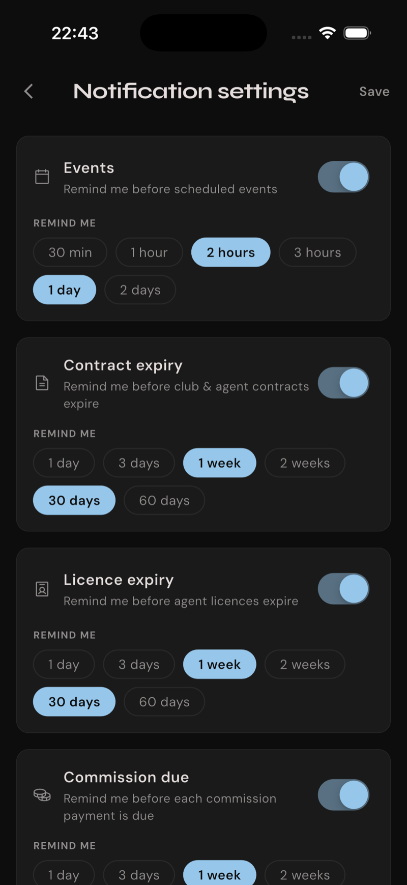 Notification settings